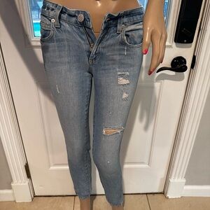 AMO Light Blue Distressed Skinny Jeans